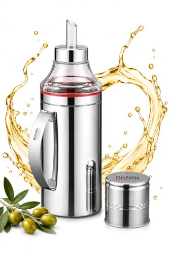 Image of Stainless Steel Oil Dispenser for Kitchen | 1 Litre | No Spilling Return Ventilation Hole | Dust-Proof Cap | Anti-Leak Design | Easy Clean Wide Mouth Oil Bottle for Cooking