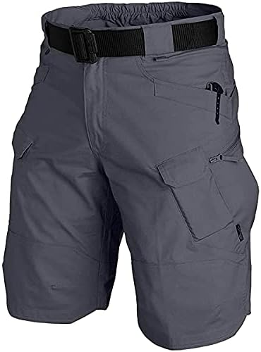 YAXHWIV Mens Tactical Shorts 11" Waterproof Hiking Fishing Breathable Quick Dry Cargo Short Shorts Regular(NO Belt) Grey