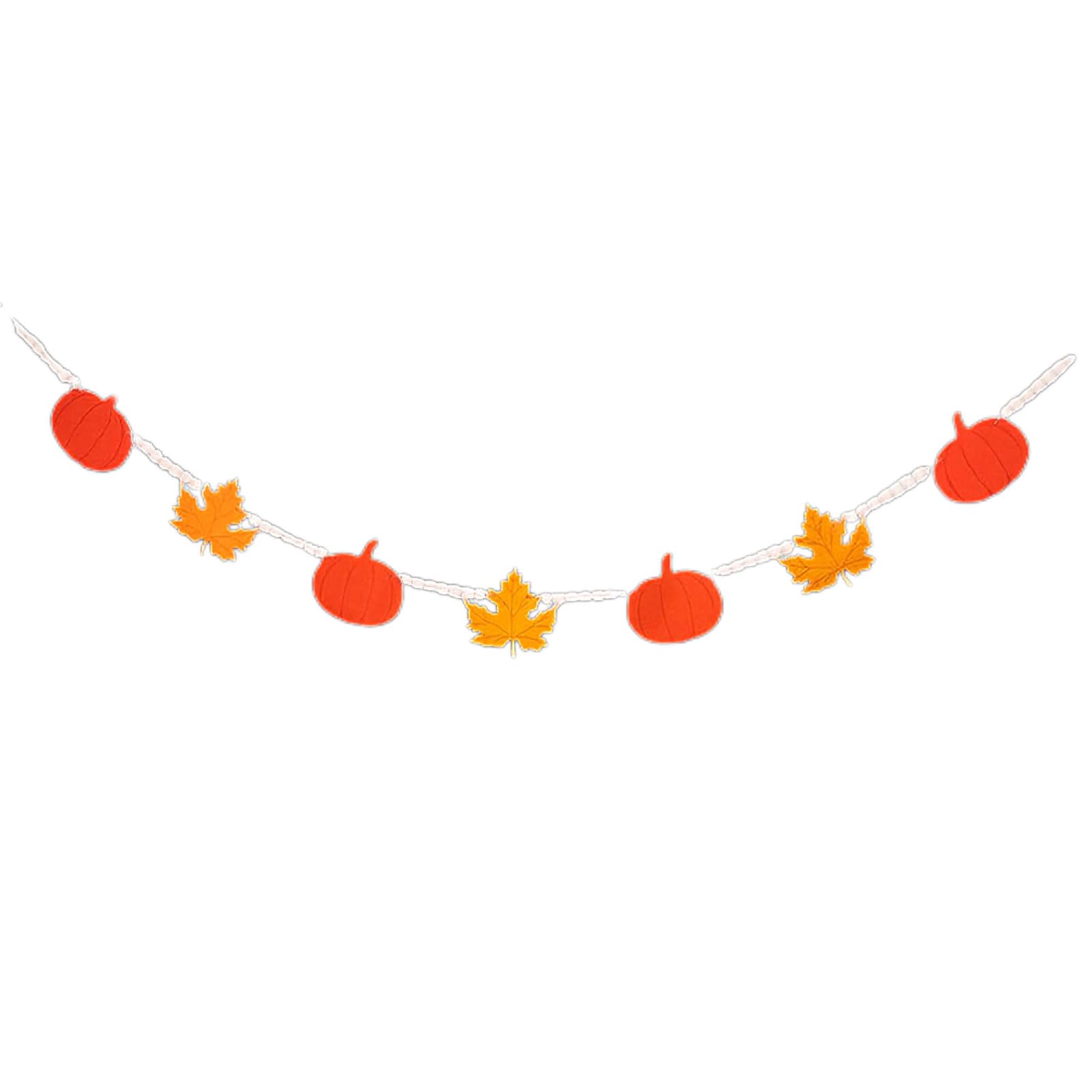 Kalttoy Natural Wood Beads and Decoration with Felt Pumpkin Decoration Farmhouse Fall Thanksgiving Day Home Ornament Decor Wood Beads String for Wall Decor