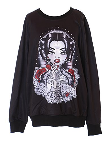 Kawaii-Story WY-YS-1006 Black Rebel Queen Tattoo Woman Gothic Punk Sudadera Japón Harajuku