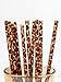 10 Pcs Reusable Leopard Straws Hard Plastic Drinking Straw and Cleaning Brush Leopard Print Animal Drinking Straw Statement Cheetah Animal Straws for Party(Brown)