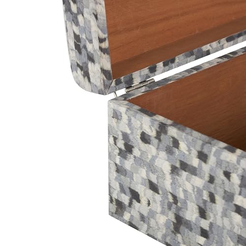 Deco 79 Fabric Handmade Decorative Box Storage Decorative Keepsake Boxes with Bronze Latches, Set of 2 Storage Boxes 16", 14"H, Gray by Deco 79 - Image 4