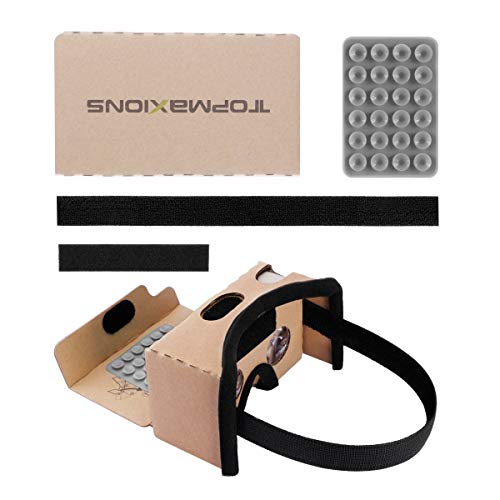 Image of Google Cardboard,Topmaxions 3D VR Virtual Reality DIY Glasses For 3D Movies and Games Compatible with Android & Apple Up to 6 Inch Easy Setup Machine