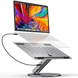 YICOSUN Adjustable Laptop Stand with 6-in-1 USB C Docking Station, 360° Rotation, 4K HDMI, USB3.0, PD100W, Compatible with MacBook Pro Air, Dell XPS, HP 10-16” - Space Gray