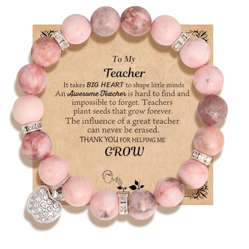 Feuvois Teacher Appreciation Gifts Natural Stone Bracelet Teacher Gifts For Women Thank You Teachers Gift Bracelet From Student Meaningful Presents With Appreciation Card