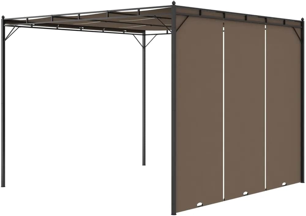 Garden Gazebo with Side Curtain 9.8'x9.8'x7.4' Taupe