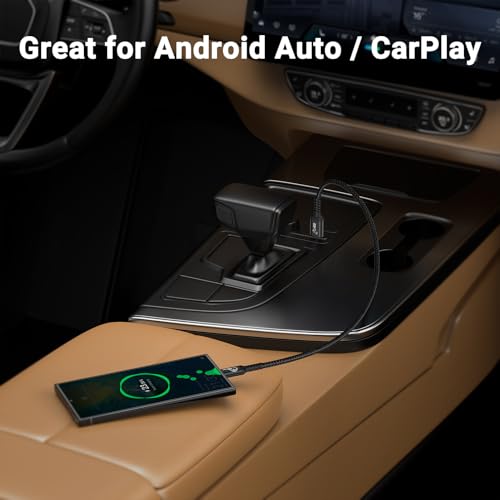 SUMPK Android Auto & CarPlay USB C Cable 10Gbps 30cm (2-Pack, Black), USB 3.1 Gen 2 Type C Cord with 3A Fast Charging Compatible for iPhone 16/15 Pro/Samsung Galaxy S24/S23/SSD - Image 3