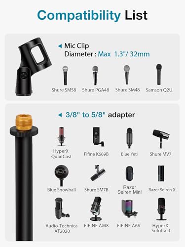 image for InnoGear Desktop Microphone Stand, Upgraded Adjustable Table Mic Stand