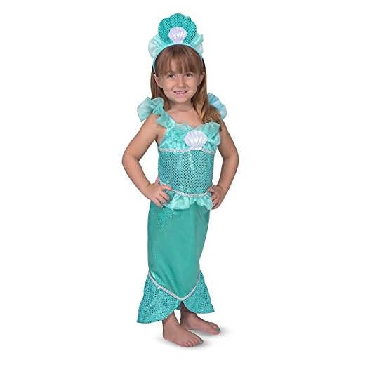 Melissa & Doug Mermaid Role Play Costume Set - Gown With Flared Tail, Seashell Tiara