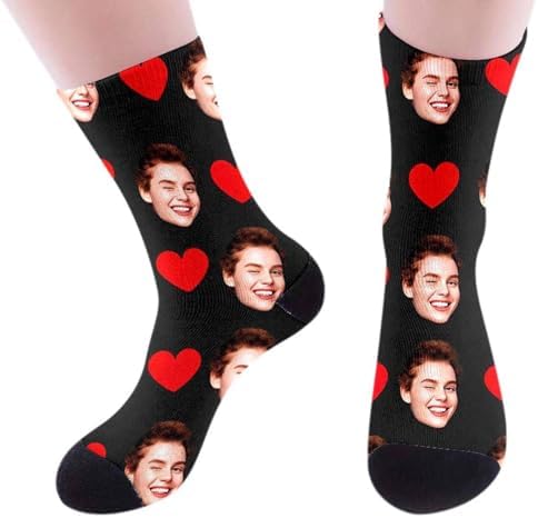 Custom Face Socks Couples Personalized Funny Socks with Picture Photos Customized Valentines Gag Gifts for Men Women