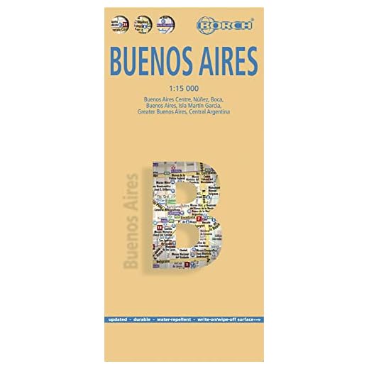 Buenos Aires. Map 1:15 000: Buenos Aires Centro, Nunez, Boca, Buenos Aires, Isla Martin Garcia, Greater Buenos Aires, Central Argentina (Borch Map)