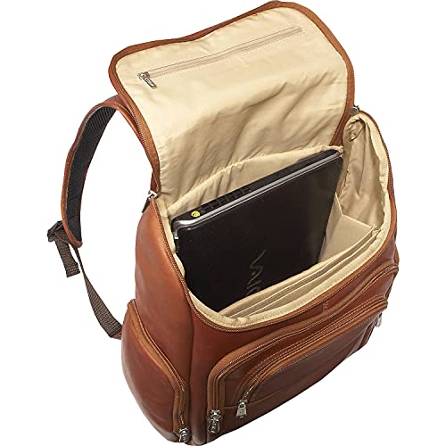 Piel Leather Multi-Pocket Laptop Backpack, Saddle, One Size #TOP6