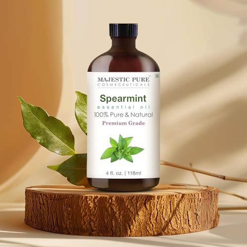 Image of Majestic Pure Spearmint Essential Oil for Diffuser - 4 Fl Oz | 100% Natural Essentials Oils Ideal for Humidifier, Air Freshening, Cleaning Home, Bath, Steam Inhalation and Massage