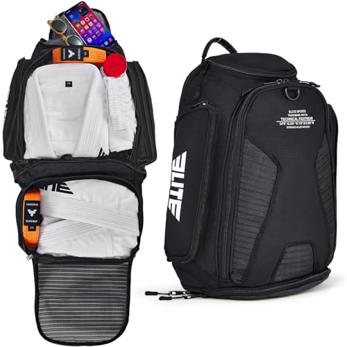 Elite Sports Bolsa esportiva para academia para MMA, BJJ, Jiu Jitsu, equipamento de boxe, mochila esportiva expansível para academia