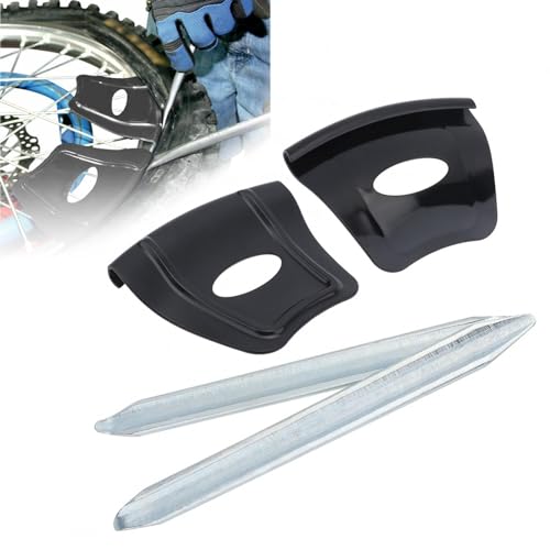Image of Windance 2pcs Heavy Duty Metal Steel Tire Iron Spoons Changing Tool Kit for Motorcycle /Scooter /Bicycle, Tyre Repair Lever Bar Set (2pcs Iron Spoons + 2pcs Rim Shields)