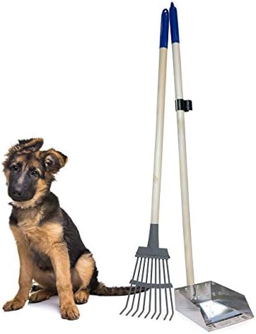 Spotty Wood Handle Pooper Scooper Durable Solid Metal Poop Tray with Rake 36.75" Long Handled Scoop | Great for Large or Small Dogs | No Assembly Required | Better for The Environment Than Plastic