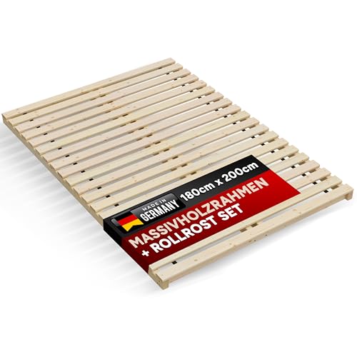 TUGA - Holztech Rollrost und Auflagerrahmen Lattenrost 180 x 200 cm 300kg Palettenbett Gästebett