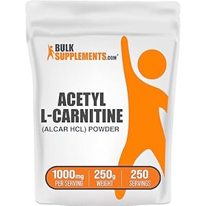 BulkSupplements.com Acetyl L-Carnitine Powder – ALCAR Powder, Acetyl L-Carnitine 1500mg, Carnitine Supplement – Gluten Free, 1500mg per Serving, 250g (8.8 oz) (Pack of 1)