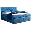 Boxspringbett Johanna Blau, 7-Zonen-Taschenfederkern-Matratze mit Visco Topper Matratzenschoner, 180×200 cm, H2 H3 H4…