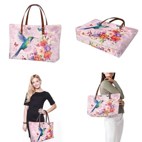 Image of 2PCS Tote Bag for Women Top Handle Purse with Wallet, Hobo Bag Tote Shoulder Bag with PU Cosmetic Bag