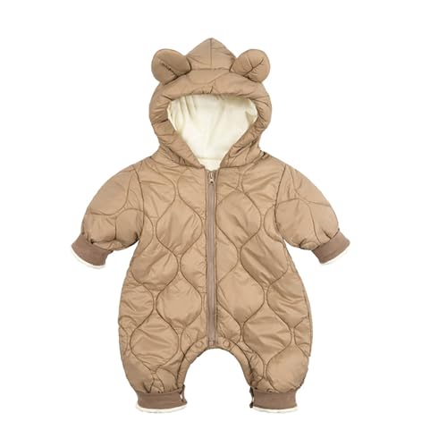 Image of Returns and refunds Daily Deals Baby Clothes Boy Infant Bodysuit Autumn and Winter Romper Bear Ears Solid Color Long Sleeved Hooded Zipper Jumpsuit Boys Onesie for Girls Onesie Coffee