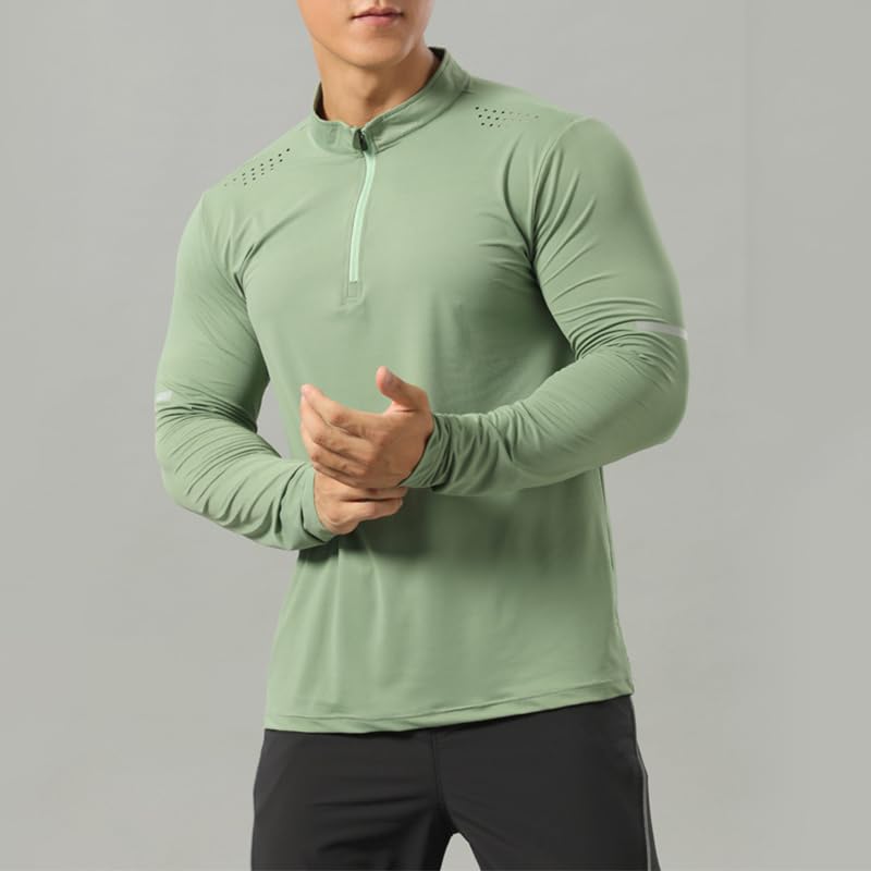Men's Performance Quarter-Zip Athletic Pullover Lightweight Long Sleeve Activewear for Running and Training