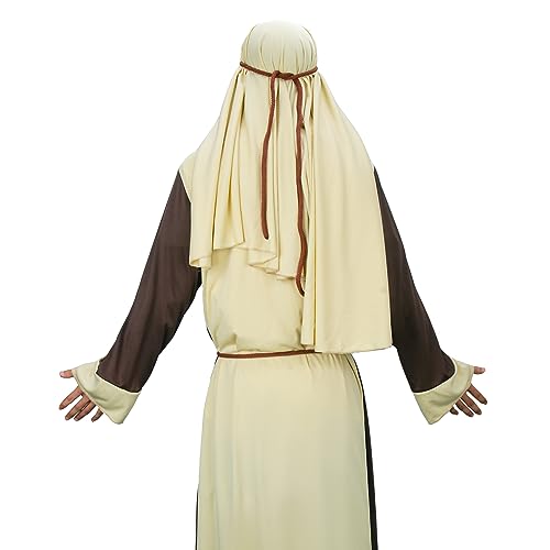 NIHONCOS Men's Saint Joseph Biblical Costume Robe Headscarf Medieval Halloween Suit