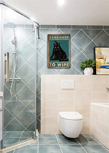 Remember To Wipe Cat Tin Sign Coffee Cats Print Black Cat Metal Poster Love Cats Vintage Metal Sign Cat Metal Poster Art Funny Cat Vintage Black Cat 8X12 Inch #TOP4