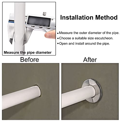 Brida dividida de pared de acero inoxidable, placa redonda embellecedora para tubo de 35 mm 7