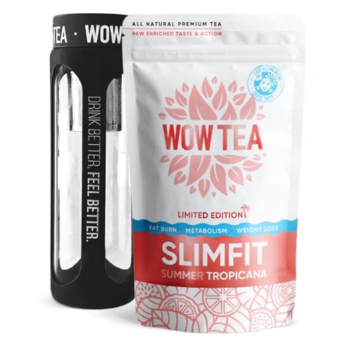WOW TEA: Summer SlimFit - Botella de té y té con colador, color negro