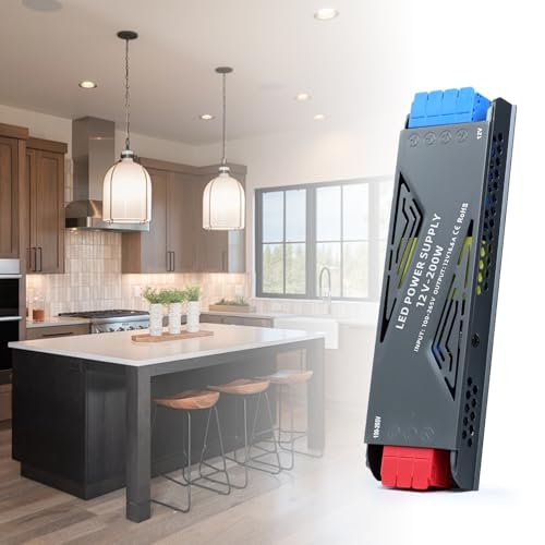 BRIMETI LED Transformer 12V 200W LED Driver Slim LED Power Supply 16,6A Adapter AC 240V to 12V DC Low Voltage, Constant Voltage, Suitable for LED Light Strip