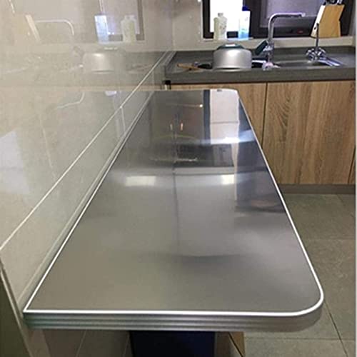 Table pliante murale robuste avec plateau en acier inoxydable 90cm