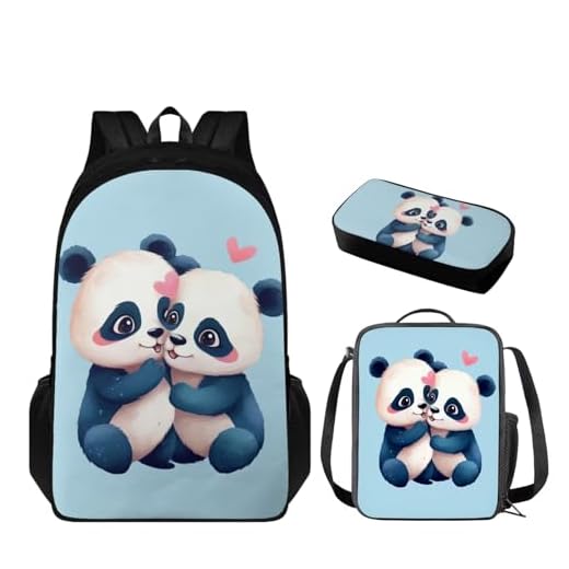 Cute Panda 3-Piece School Backpack Set