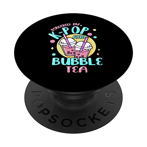 Powered By K-POP And Bubble Tea K-Drama Musique coréenne PopSockets PopGrip - Support et Grip pour Smartphone/Tablette avec un Top Interchangeable