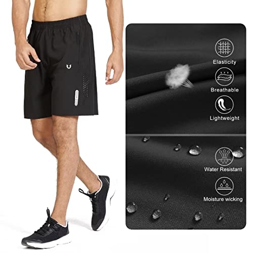 Northyard Men's Athletic Hiking Shorts Quick Dry Workout Shorts 7"/ 9"/ 5" Lightweight Sports Gym Running Shorts Basketball Exercise Black M #TOP4