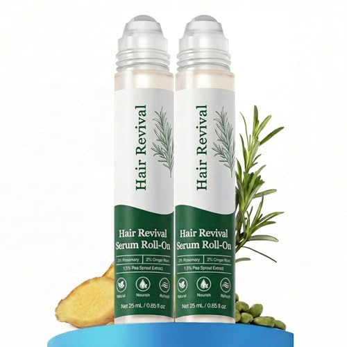 Hair Growth Serum Roll-On Reduces Hair Shedding & Strengthens Roots Helps Support Thicker Fuller Hair 3% Rosemary 2% Ginger 1.5% Pea Extract 0.85 Fl Oz (Pack of 2)
