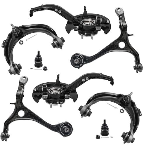 Detroit Axle - 2.4L Front End Kit for 2003-2007 Honda Accord [Automatic Transmission] Upper & Lower Control Arms Ball Joints Steering Knuckles & Wheel Bearing Hubs Assembly Replacement - 8pc Set