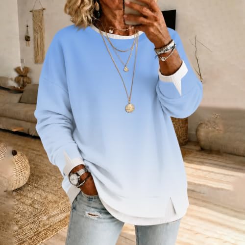 Womens Crewneck Sweatshirt Fake Two Piece Tie Dye Oversized Sweatshirt - image 3