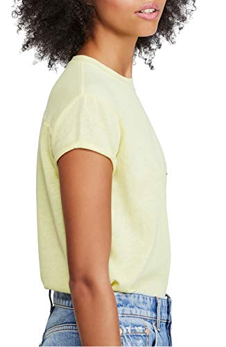 Free People Womens Wipeout Sheer Crew Neck T-Shirt Yellow Xs #TOP2