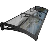 NacstarHome Pensilina Tettoia da Esterno per Porta e Finestra 60x140cm, Trasparente Policarbonato Copertura Resistente alle Intemperie, Protezione UV UPF 50+, Lastra Grigio, Staffa Nero