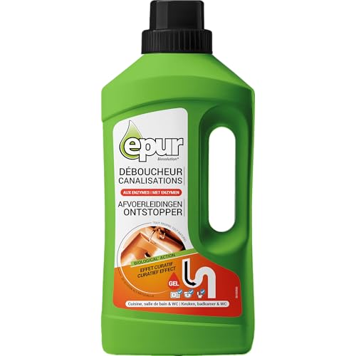 Epur - Déboucheur Canalisations Biologique, à base d'enzymes, Débouche, nettoie et désodorise, Elimine bouchons, saletés et odeurs, Toutes fosses...