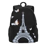 AABSTBFM Sac à dos pour ordinateur portable - Tour Eiffel - Pour homme et femme - Noir, Noir , taille unique