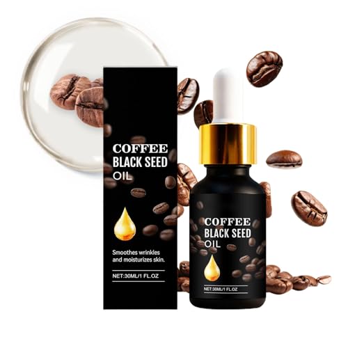 Coffee Black Seed Oil for Face & Body, Skin Coffee Bean Oil Anti Wrinkle Facial Serum with Caffeine, Natural Coffee Infused Moisturizer for All Skin Types, Non Greasy and Lightweight, 1 Fl Oz (1pc)