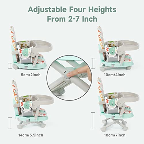 Image of YOLEO Baby High Chair Booster Seat for Dining Table, Foldable High Chairs with Adjustable Heights, Travel Booster Seat with Removable Tray