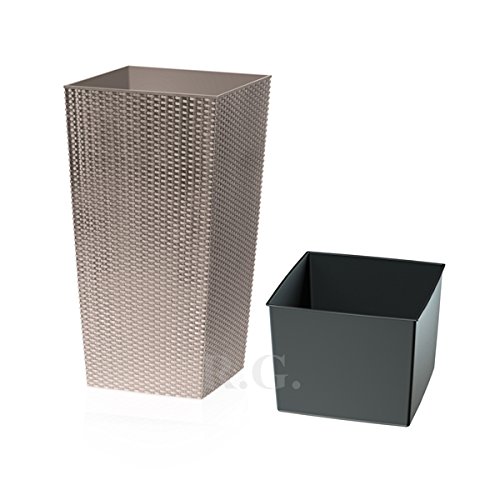 Unbekannt Blumentopf Übertopf Blumenkübel Pflanzkübel Rato Polyrattan Pflanztopf von rg-vertrieb (325, Mocca)