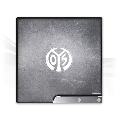 DeinDesign Skin kompatibel mit Sony Playstation 3 PS3 Slim CECH-2000-3000 Folie Sticker 1. FSV Mainz 05 E.V. Metallic Look Offizielles Lizenzprodukt