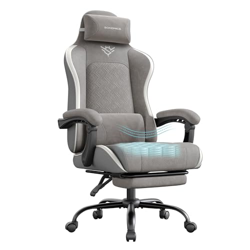 SONGMICS Sedia Gaming, Sedia da Ufficio Scrivania, Ergonomica, Seduta con Molle,...