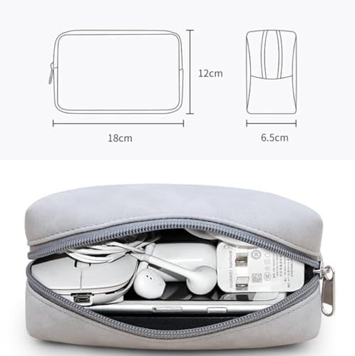 Aputue Elektronik Aksesuar Çantası, Hard Disk Çantası, Dijital Depolama Deri Çanta, Izgara Katmanlı Elektronik Aksesuarlar Organizatör Kılıfı, USB Kablosu için Seyahat Ekipmanı Taşıma Kılıfı - Görsel 3