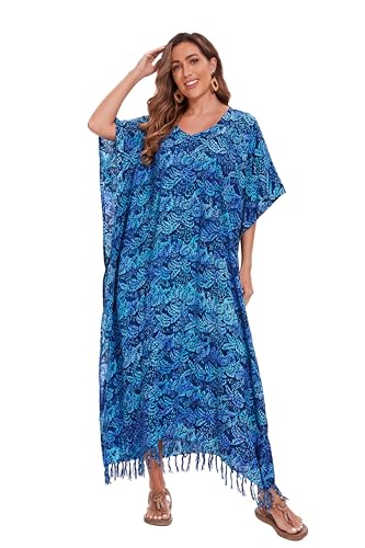 Image of Beautybatik Women Hand Blocked Batik Rayon Caftan Kaftan Bali Loungewear Maxi Plus Size Long Dress XL to 4X