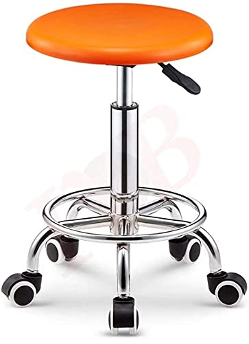IYB® Adjustable Height Swivel Stool (16–20") with Caster Wheels – Orange PU Leather Seat | 360° Rotation | Comfortable Rolling Chair for Doctor, Office, Bar, or Cafeteria | Easy Assembly-image-17